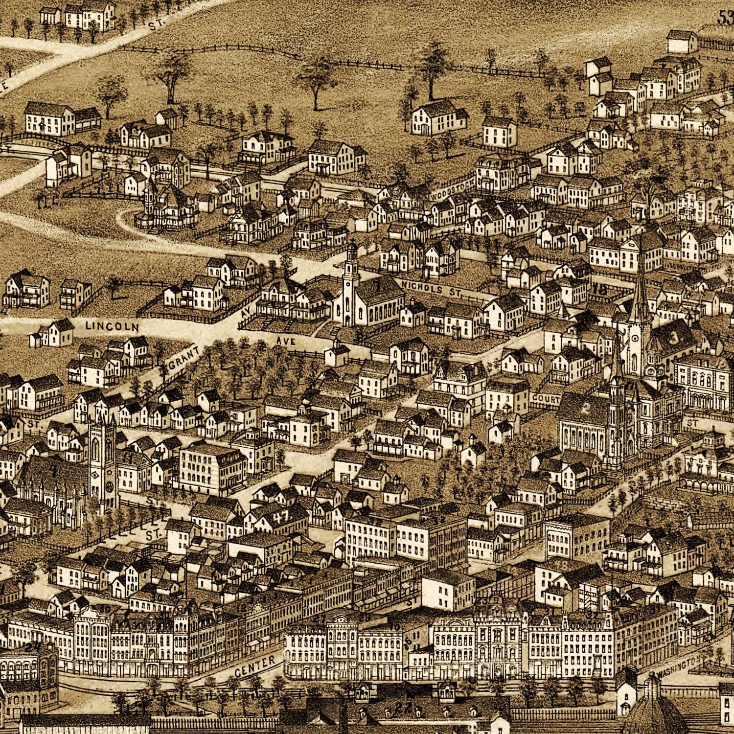 Vintage Map of Rutland, Vermont 1885