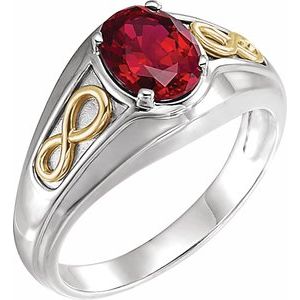 14K White/Yellow Gold Lab-Grown Ruby Infinity Ring