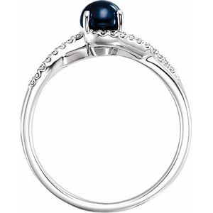 14K White Gold Natural Blue Sapphire & .07 CTW Natural Diamond Ring