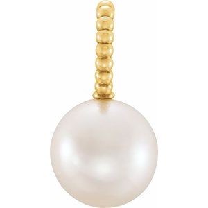 14K Yellow Gold Cultured White Freshwater Pearl Beaded Pendant