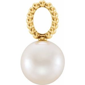 14K Yellow Gold Cultured White Freshwater Pearl Beaded Pendant