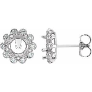 14K White Gold 6.5 mm Round 1/4 CTW Natural Diamond Semi-Set Earrings