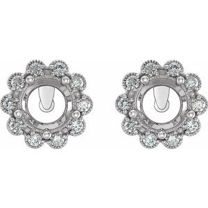 14K White Gold 6.5 mm Round 1/4 CTW Natural Diamond Semi-Set Earrings – image 2