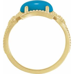 14K Yellow Gold Natural Turquoise Granulated Ring