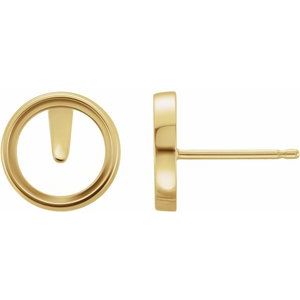 18K Yellow Gold 4 mm Round Bezel-Set Earring Mounting