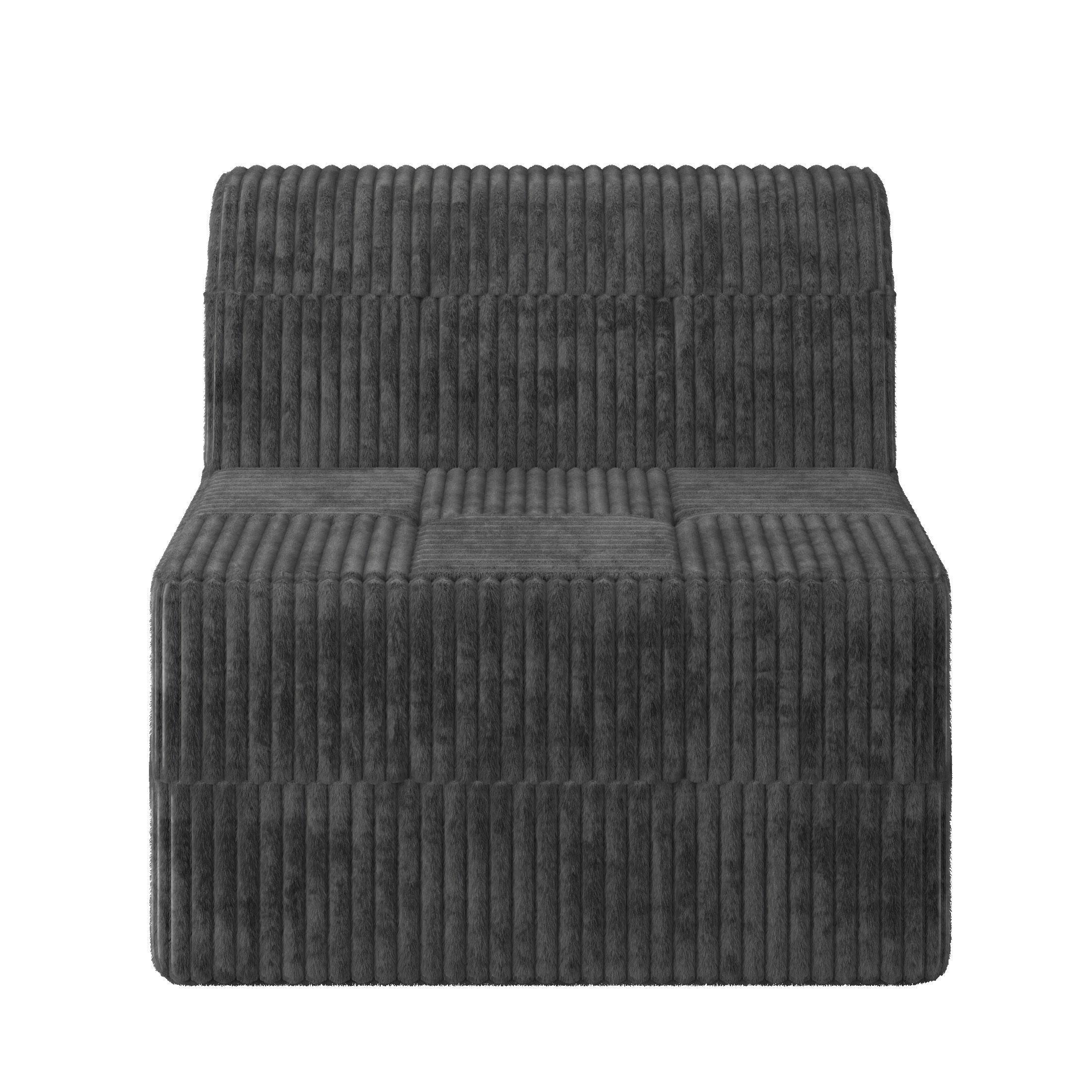 U shape Modular Sectional Sofa, Compressed Sectional Sofa Modern Minimalist Style Corduroy Couch, Sleeper Sofa for Living Room, Bedroom, Comfy Compressed Sofa Couch Space-Efficient Design-GREY