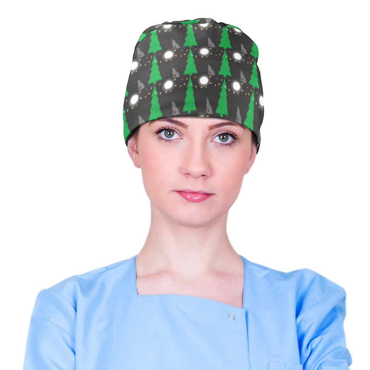Wolf Howling at the Moon Medical Scrub Cap (Made in USA)