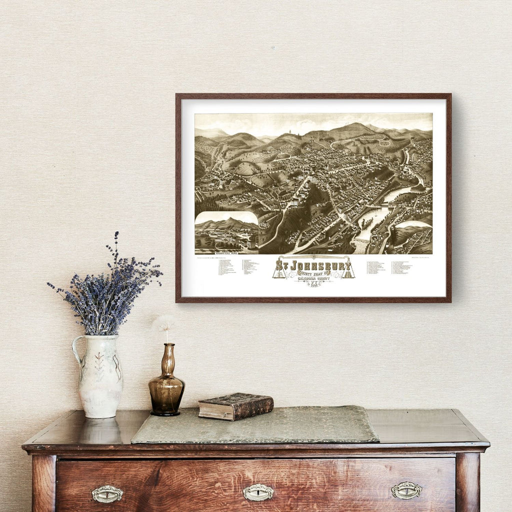 Vintage Map of St. Johnsbury, Vermont 1884