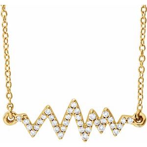 14K Yellow Gold 1/6 CTW Natural Diamond Heartbeat 16-18" Necklace