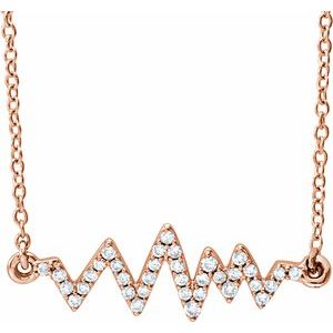 14K Rose Gold 1/6 CTW Natural Diamond Heartbeat 16-18" Necklace