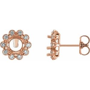 14K Rose Gold 6.5 mm Round 1/4 CTW Natural Diamond Semi-Set Earrings