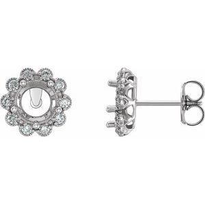 Platinum 6.5 mm Round 1/4 CTW Natural Diamond Semi-Set Earrings