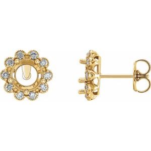 14K Yellow Gold 6.5 mm Round 1/4 CTW Natural Diamond Semi-Set Earrings