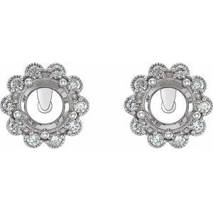 Platinum 6.5 mm Round 1/4 CTW Natural Diamond Semi-Set Earrings – image 2