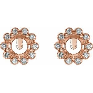 14K Rose Gold 6.5 mm Round 1/4 CTW Natural Diamond Semi-Set Earrings – image 2