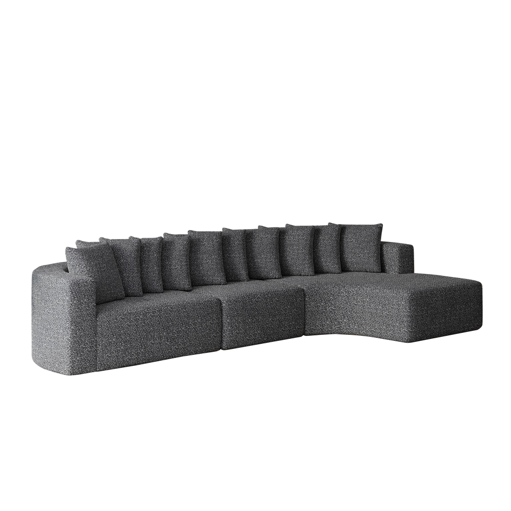 131.1-inch Chenille Sectional Sofa Set, Modern Cloud-Shaped Curved Sofa, Includes 10 Pillows, Living Room Fabric Corner Sofa, L-Shaped Modular Sofa (Right Chaise)