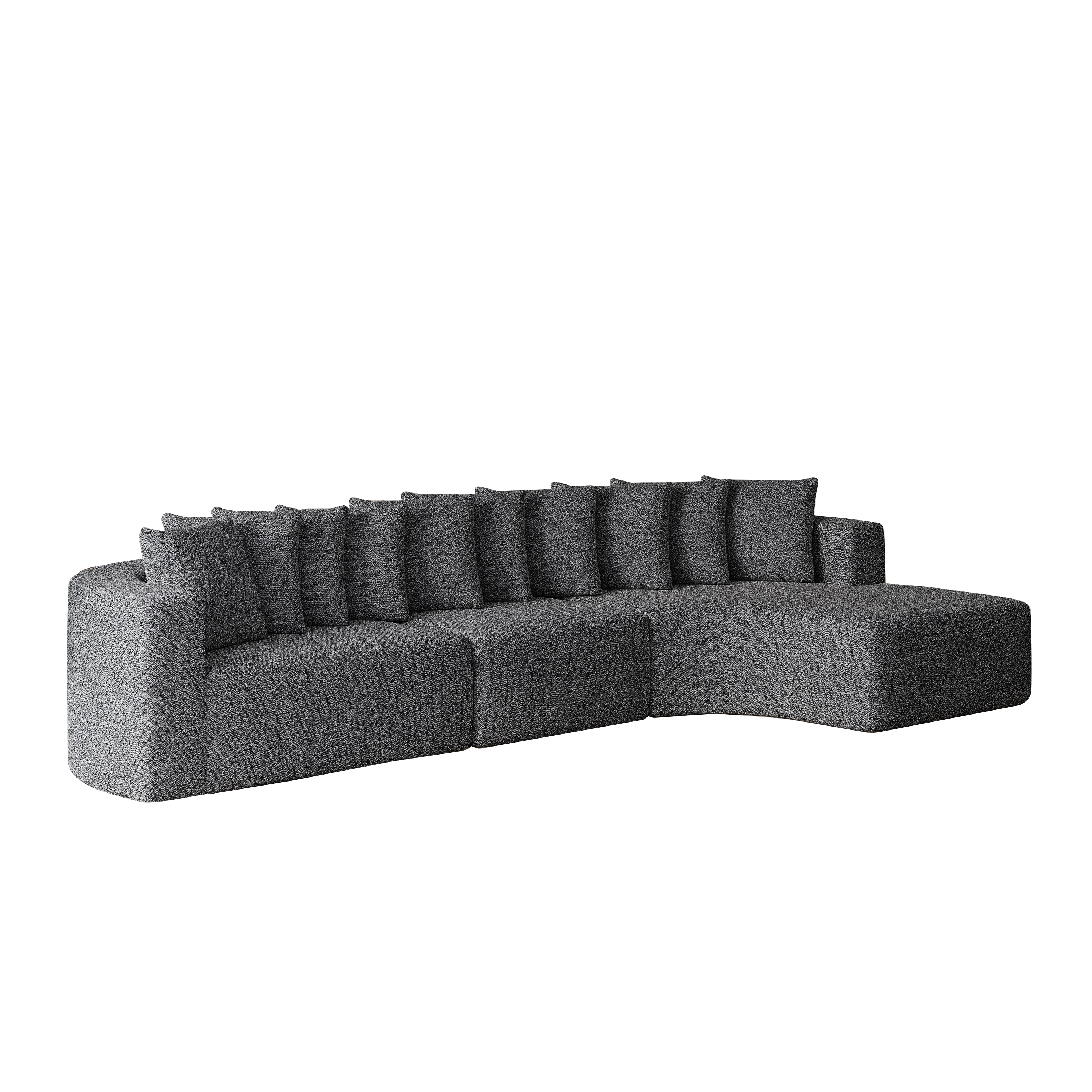 131.1-inch Chenille Sectional Sofa Set, Modern Cloud-Shaped Curved Sofa, Includes 10 Pillows, Living Room Fabric Corner Sofa, L-Shaped Modular Sofa (Right Chaise)