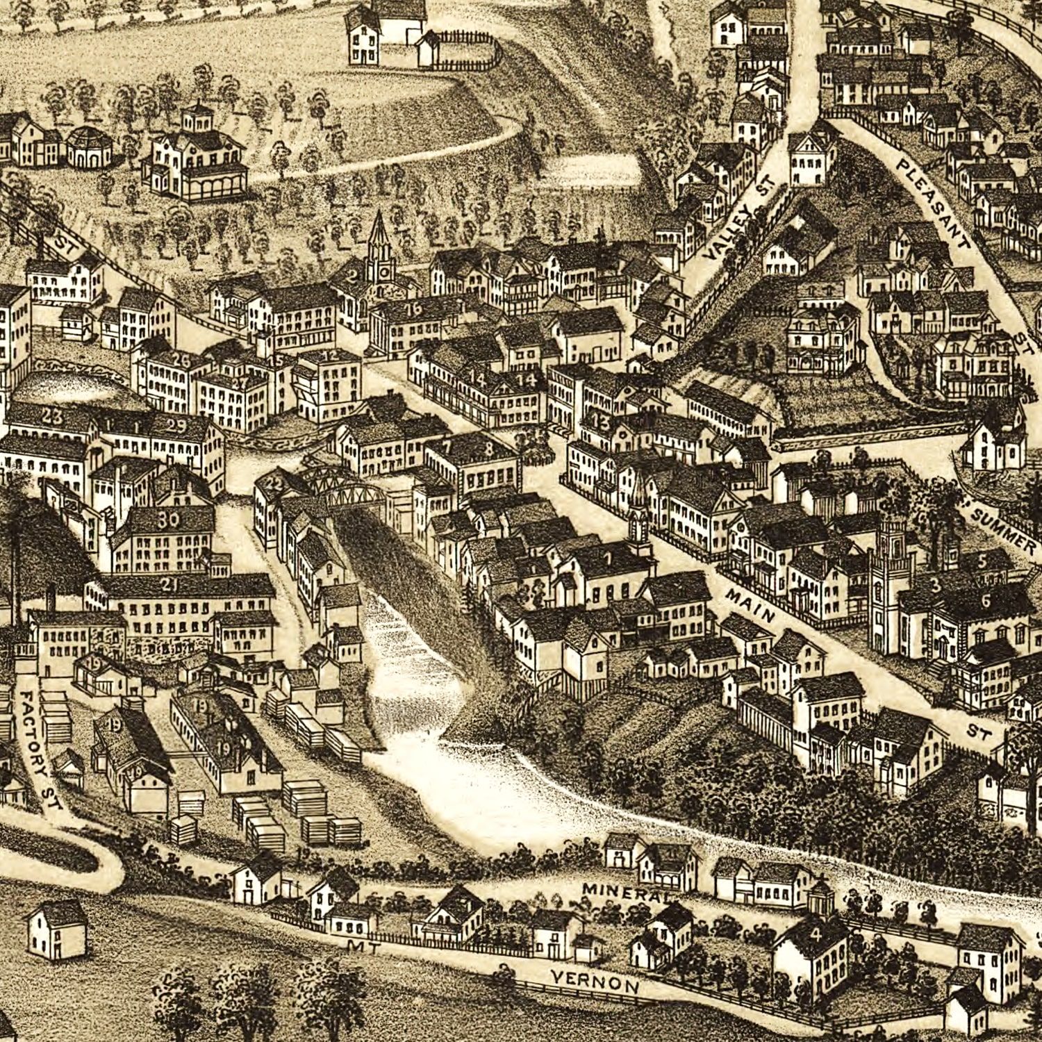Vintage Map of Springfield, Vermont 1886