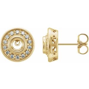 14K Yellow Gold 4 mm Round 1/4 CTW Natural Diamond Semi-Set Halo-Style Earrings