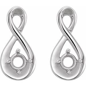 14K White Gold Infinity-Inspired Earring Mounting – image 2