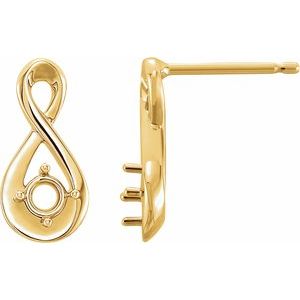 14K Yellow Gold Infinity-Inspired Earring Mounting
