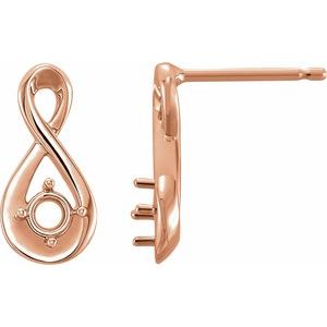 14K Rose Gold Infinity-Inspired Earring Mounting