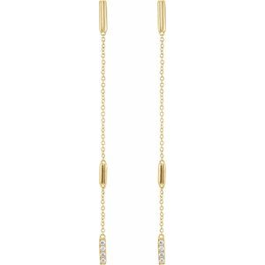 14K Yellow Gold 1/10 CTW Natural Diamond Chain Earrings – image 2