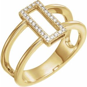 14K Yellow Gold 1/10 CTW Natural Diamond Geometric Ring