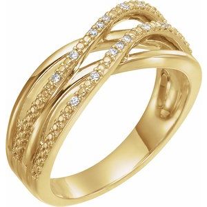 14K Yellow Gold .06 CTW Natural Diamond Criss-Cross Ring