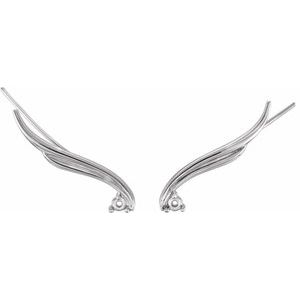 14K White Gold Ear Climber Mounting – image 2