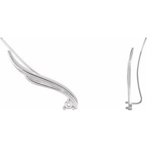 14K White Gold Right Ear Climber Mounting