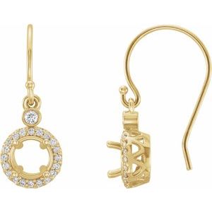 14K Yellow Gold 1/8 CTW Natural Diamond Semi-Set Halo-Style Earrings