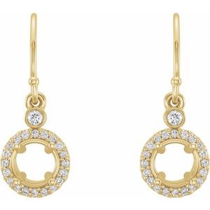 14K Yellow Gold 1/8 CTW Natural Diamond Semi-Set Halo-Style Earrings – image 2