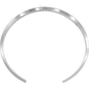 14K White Gold 3/4 CTW Natural Diamond Cuff 6" Bracelet