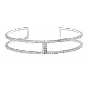 14K White Gold 3/4 CTW Natural Diamond Cuff 6" Bracelet