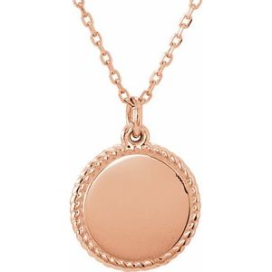 14K Rose Gold Engravable Round 16-18" Rope Necklace
