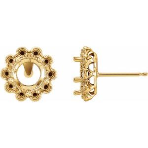 14K Yellow Gold 6 mm Round Halo-Style Earring Mounting