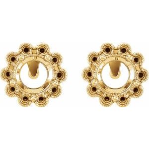 14K Yellow Gold 6 mm Round Halo-Style Earring Mounting – image 2