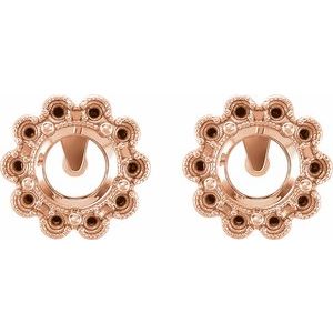 14K Rose Gold 6.5 mm Halo-Style Earring Mounting – image 2
