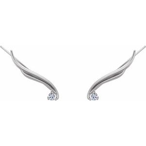 14K White Gold 1/5 CTW Natural Diamond Ear Climbers