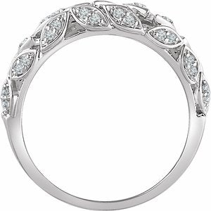 14K White Gold 1/2 CTW Natural Diamond Leaf Ring