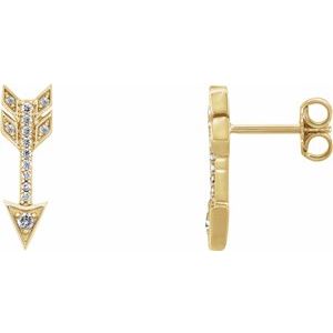 14K Yellow Gold 1/6 CTW Natural Diamond Arrow Earrings