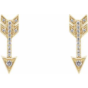 14K Yellow Gold 1/6 CTW Natural Diamond Arrow Earrings – image 2