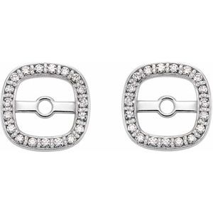 14K White Gold 1/10 CTW Natural Diamond Halo-Style Earring Jackets – image 2