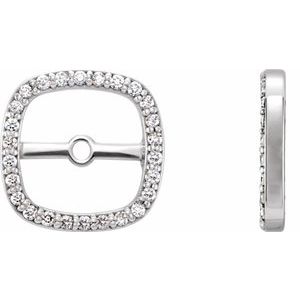 14K White Gold .08 CTW Natural Diamond Halo-Style Earring Jackets
