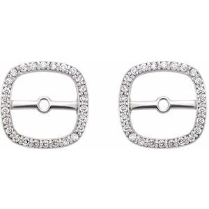 14K White Gold .08 CTW Natural Diamond Halo-Style Earring Jackets – image 2
