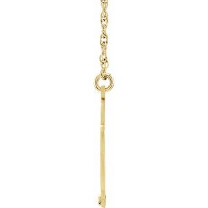 14K Yellow Gold 15 mm 3-Initials Imitation Blue Sapphire Script Monogram 18" Necklace