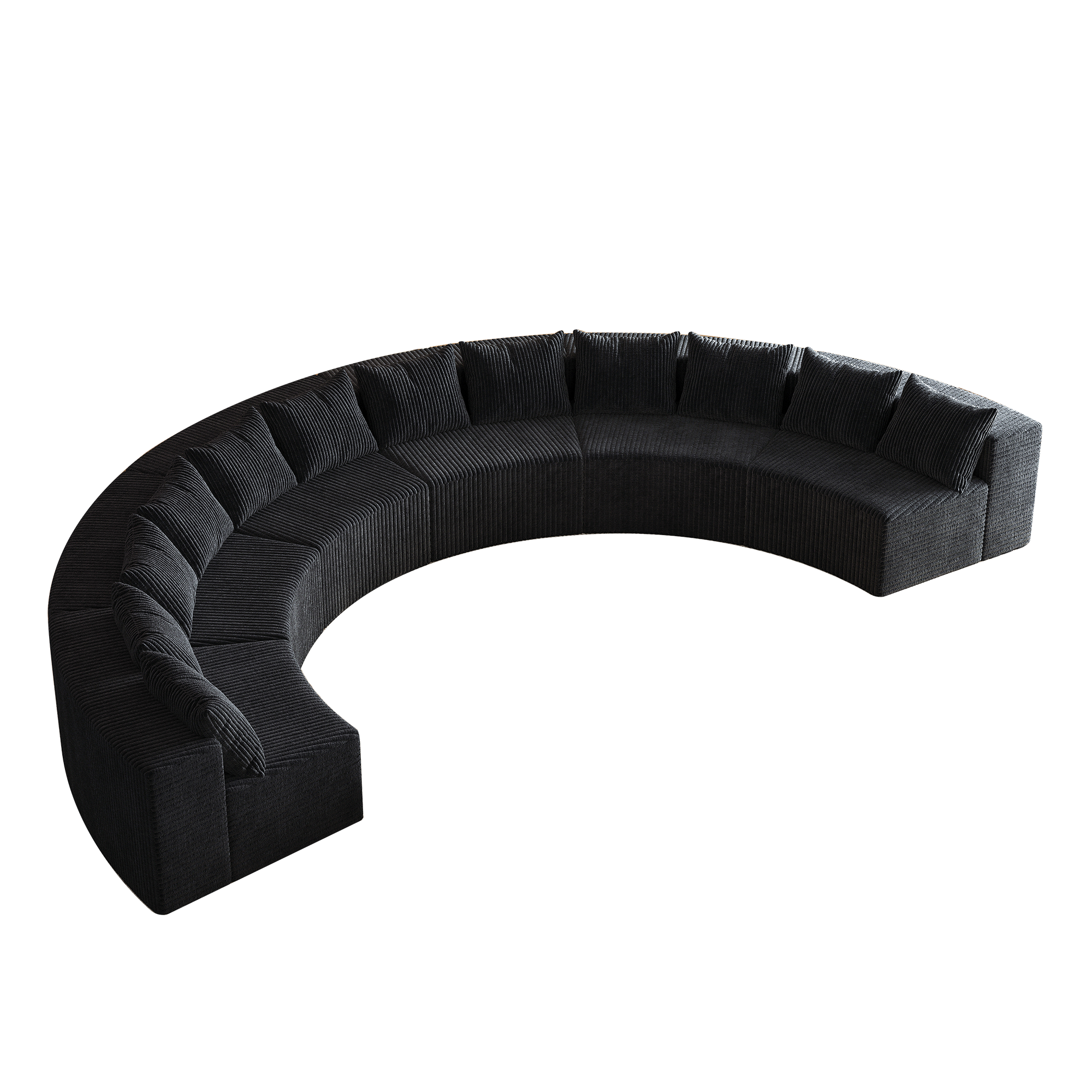 Corduroy curved sectional Foam sofa with 12 pillows,Curved Symmetrical Modular Semi Circular Sofa Sectional for bedroom, living room, office for leisure or nap, reading room, and lobby(six modules)