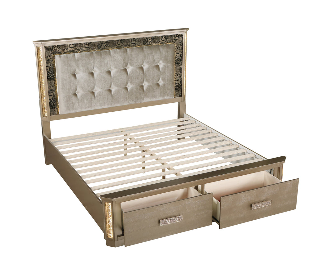 Medusa Queen 4PC Bedroom set Made with Wood in Gold (NJ Inventory)