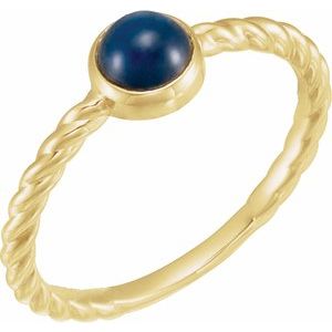 14K Yellow Gold Natural Blue Sapphire Cabochon Ring